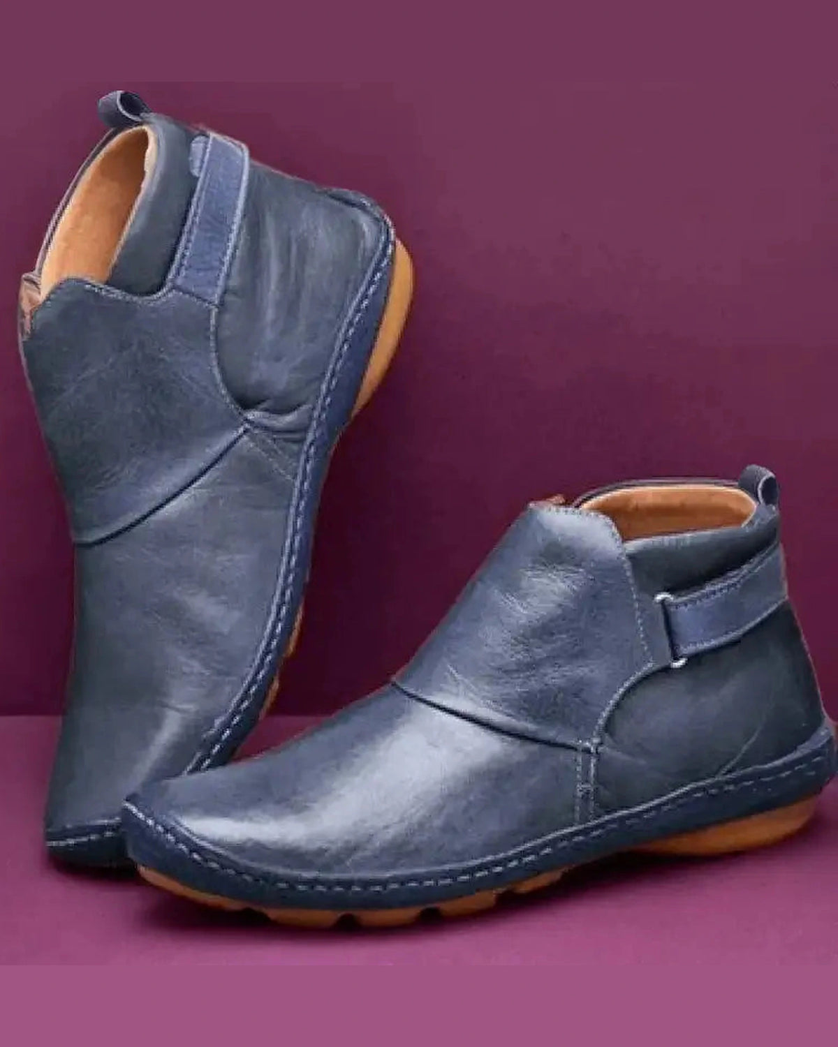 Women's Adjustable Strap Flat Ankle Boots with Arch Support Insole – Heidi Jane