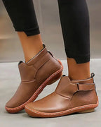 Women's Adjustable Strap Flat Ankle Boots with Arch Support Insole – Heidi Jane