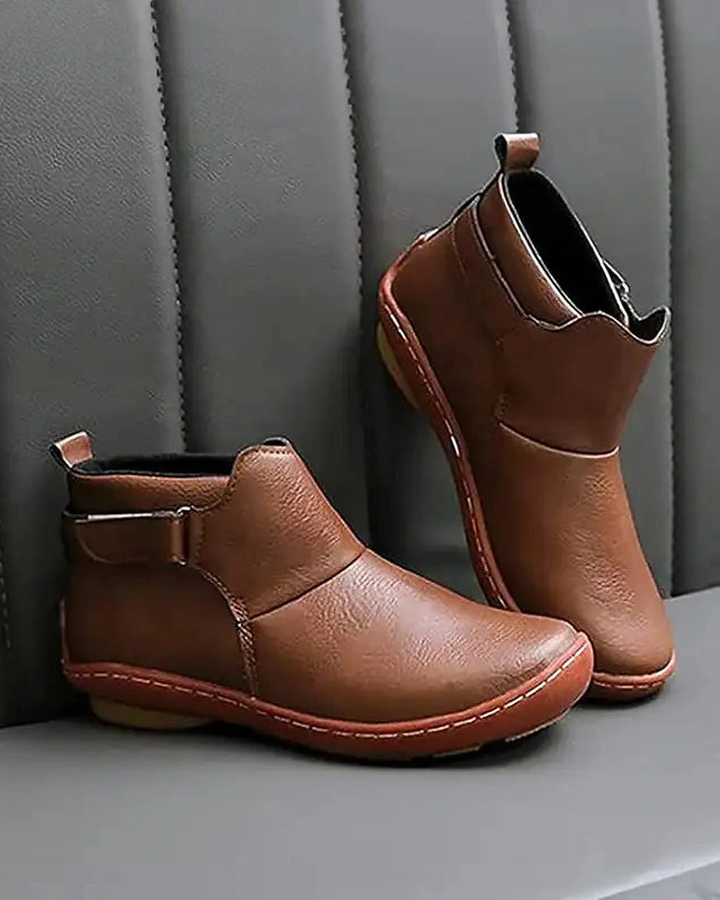 Women's Adjustable Strap Flat Ankle Boots with Arch Support Insole – Heidi Jane