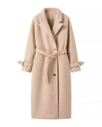 Women's Belted Double-Breasted Teddy Coat with Notch Collar, Longline Fit – Jade Rose