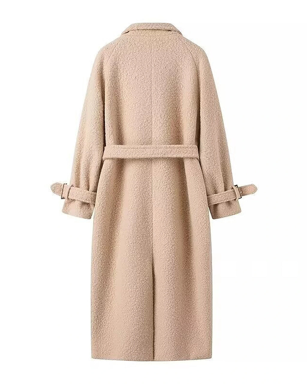 Women's Belted Double-Breasted Teddy Coat with Notch Collar, Longline Fit – Jade Rose