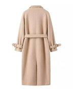 Women's Belted Double-Breasted Teddy Coat with Notch Collar, Longline Fit – Jade Rose