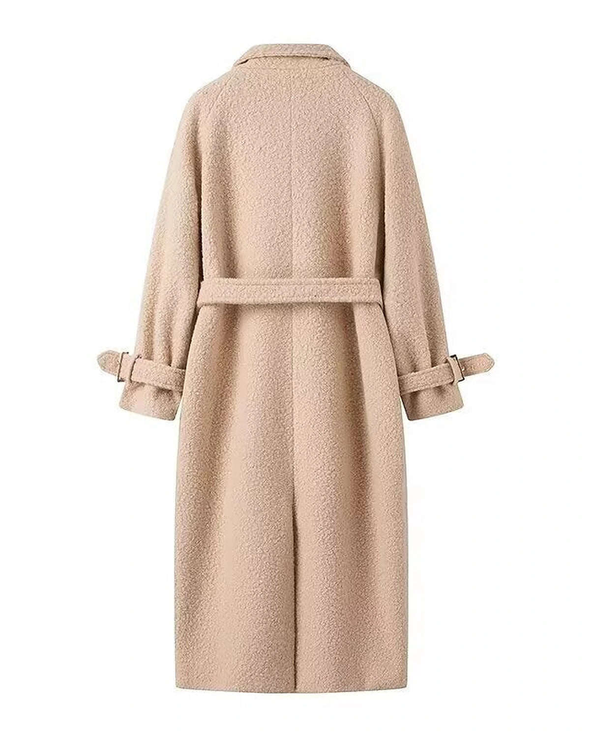 Women's Belted Double-Breasted Teddy Coat with Notch Collar, Longline Fit – Jade Rose