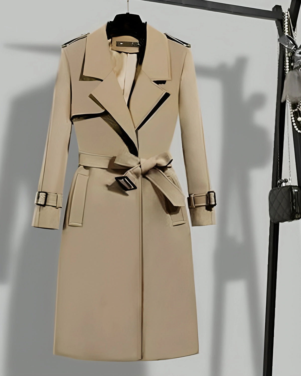 Women's Belted Trench Coat with Notched Lapels and Shoulder Epaulettes – Jade Mae