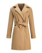 Women's Belted Wrap Coat with Notch Collar, Knee-Length Fit – Greta Lou