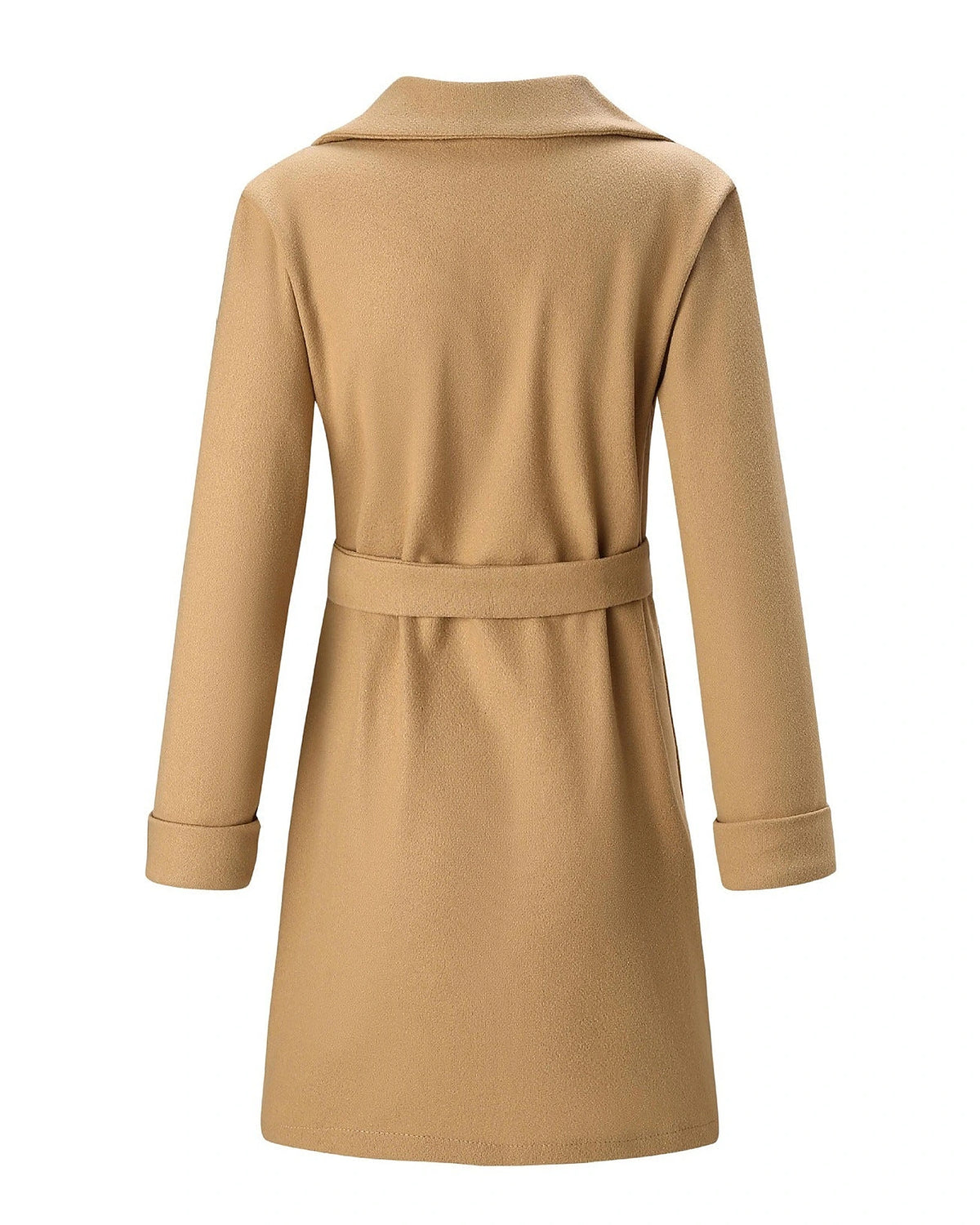 Women's Belted Wrap Coat with Notch Collar, Knee-Length Fit – Greta Lou