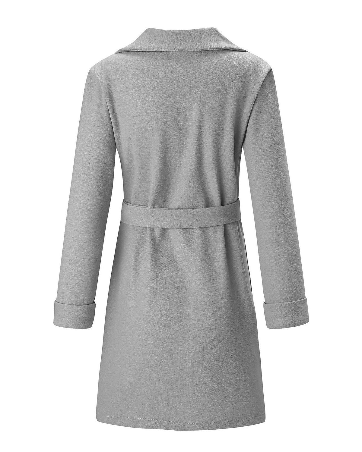 Women's Belted Wrap Coat with Notch Collar, Knee-Length Fit – Greta Lou