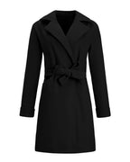 Women's Belted Wrap Coat with Notch Collar, Knee-Length Fit – Greta Lou