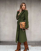 Women's Belted Wrap Midi Coat with Notch Lapel – Holly Lou