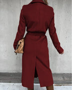 Women's Belted Wrap Midi Coat with Notch Lapel – Holly Lou