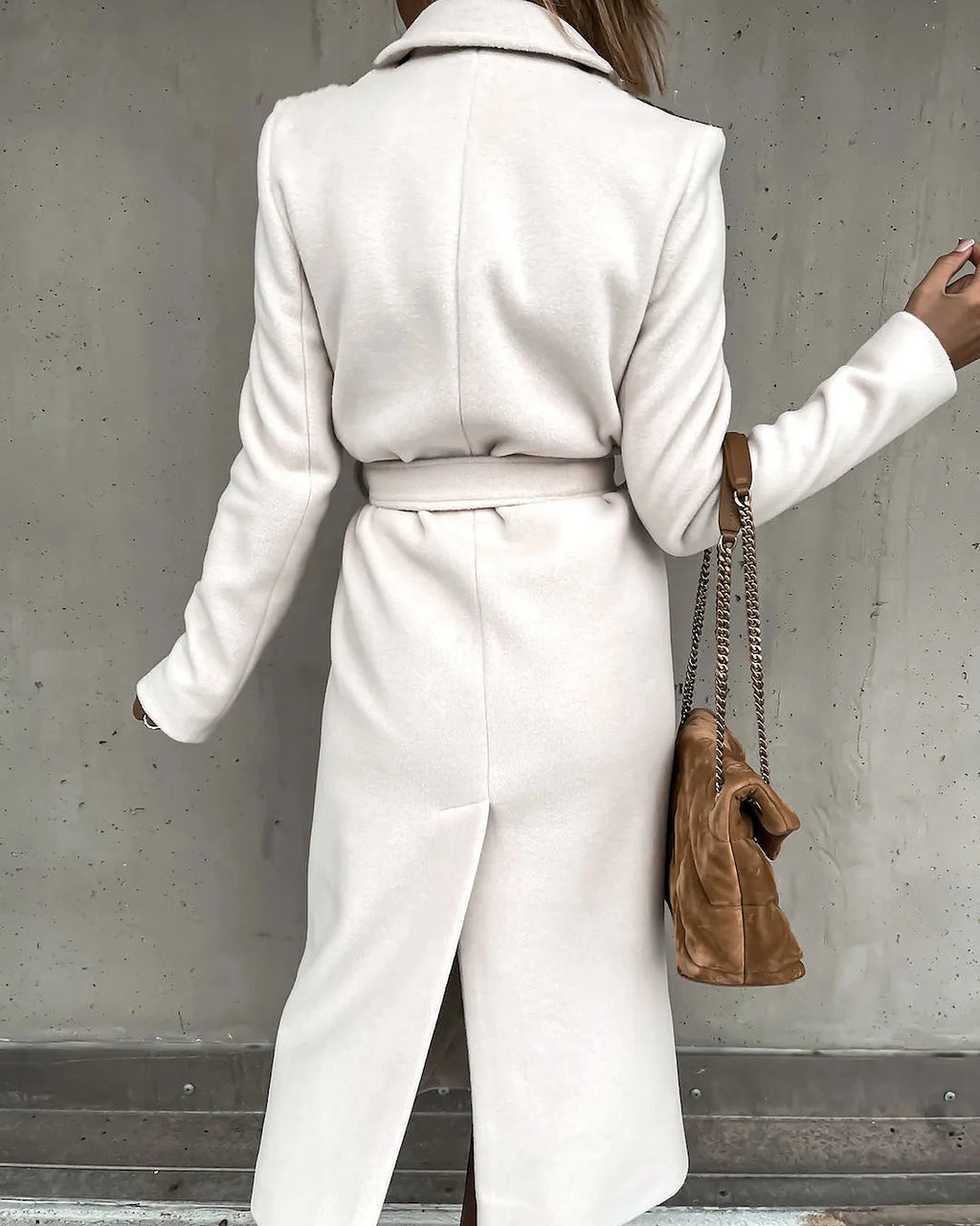 Women's Belted Wrap Midi Coat with Notch Lapel – Holly Lou