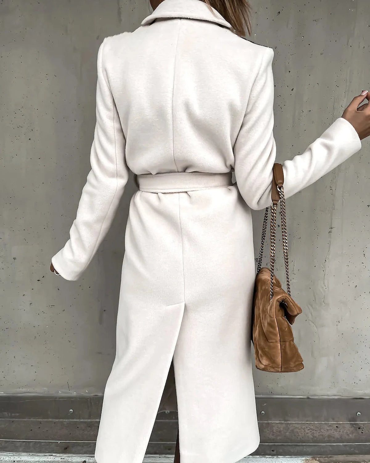 Women's Belted Wrap Midi Coat with Notch Lapel – Holly Lou