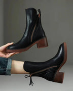 Women's Block Heel Ankle Boots with Contrast Zip Detail – Ella Lou