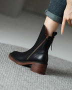 Women's Block Heel Ankle Boots with Contrast Zip Detail – Ella Lou