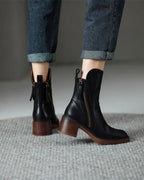 Women's Block Heel Ankle Boots with Contrast Zip Detail – Ella Lou