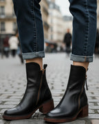 Women's Block Heel Ankle Boots with Contrast Zip Detail – Ella Lou