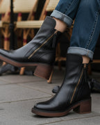 Women's Block Heel Ankle Boots with Contrast Zip Detail – Ella Lou