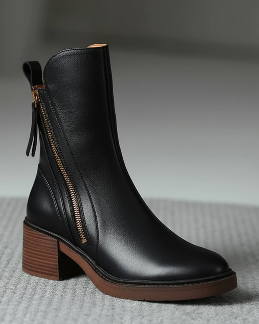 Women's Block Heel Ankle Boots with Contrast Zip Detail – Ella Lou
