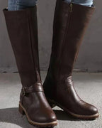 Women's Buckle Strap Knee High Riding Boots with Block Heel – Frankie Jane