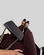Women's Winter Wool Coat with Hood, Burgundy Coat in Belted Wrap Style