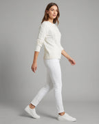 Women's Textured Cable Knit Sweater, Crew Neck Jumper with Ribbed Trim – Mabel Grey