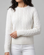 Women's Textured Cable Knit Sweater, Crew Neck Jumper with Ribbed Trim – Mabel Grey
