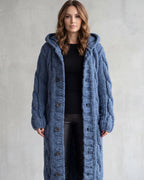 Women's Long Cardigan in Cable Knit with Hood and Button Front – Lottie Rose