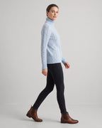 Women's Jumper with Turtleneck, Cable Knit and Pointelle Detail – Willa Grey