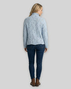 Women's Jumper with Turtleneck, Cable Knit and Pointelle Detail – Willa Grey