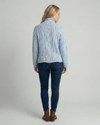 Women's Jumper with Turtleneck, Cable Knit and Pointelle Detail – Willa Grey