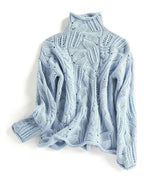 Women's Jumper with Turtleneck, Cable Knit and Pointelle Detail – Willa Grey