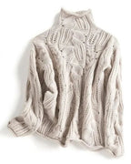 Women's Jumper with Turtleneck, Cable Knit and Pointelle Detail – Willa Grey