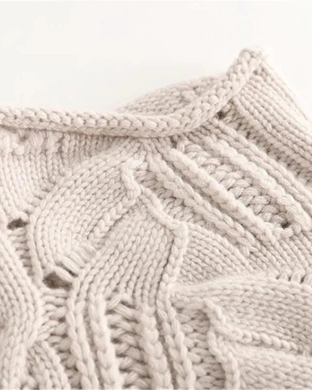Women's Jumper with Turtleneck, Cable Knit and Pointelle Detail – Willa Grey