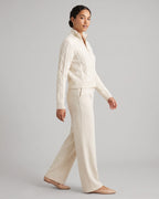 Women's Cardigan Sweater for Ladies, Cable Knit Zip Up with Stand Collar in White – Pippa Jane