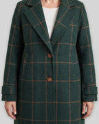 Women's Coat in Check Wool with Notch Lapel and Two-Button Front – Gemma Grey