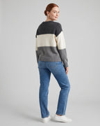 Women's Chunky Knit Jumper in Colour Block with Contrast Stitch Detail – Nell Grey