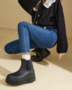 Women's Chunky Platform Chelsea Boots with Elastic Side Panels – Nadia Grey