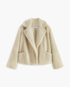 Women's Collared Teddy Coat with Patch Pockets, Relaxed Fit – Ivy Lou