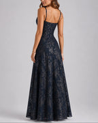 Women's Corset Maxi Dress with Floral Lace Bodice and Thin Straps – Nora Rose