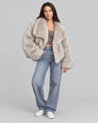 Women's Faux Fur Coat Jacket with Oversized Shawl Collar for Winter – Lorelei
