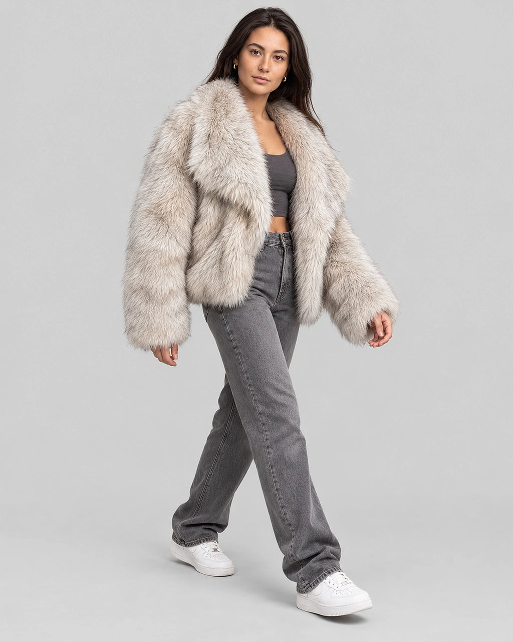 Women's Faux Fur Coat Jacket with Oversized Shawl Collar for Winter – Lorelei