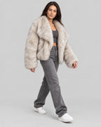 Women's Faux Fur Coat Jacket with Oversized Shawl Collar for Winter – Lorelei