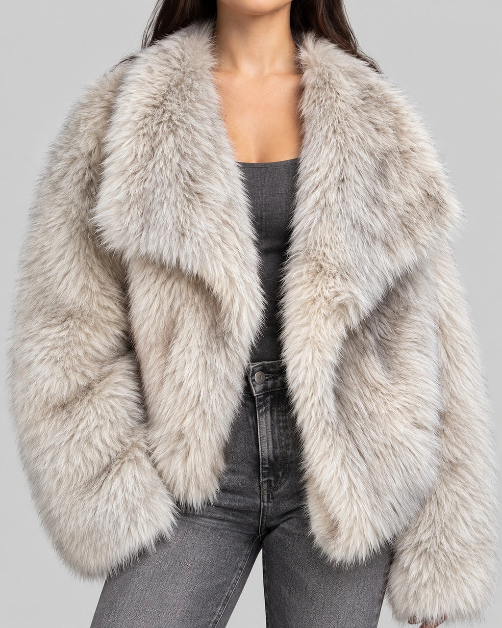 Women's Faux Fur Coat Jacket with Oversized Shawl Collar for Winter – Lorelei