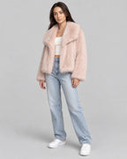 Women's Faux Fur Coat Jacket with Oversized Shawl Collar for Winter – Lorelei