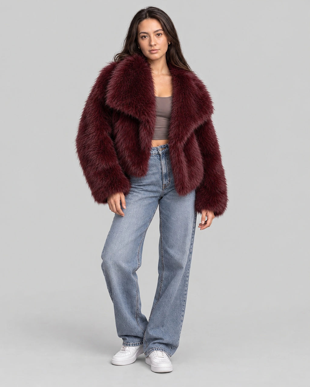 Women's Faux Fur Coat Jacket with Oversized Shawl Collar for Winter – Lorelei