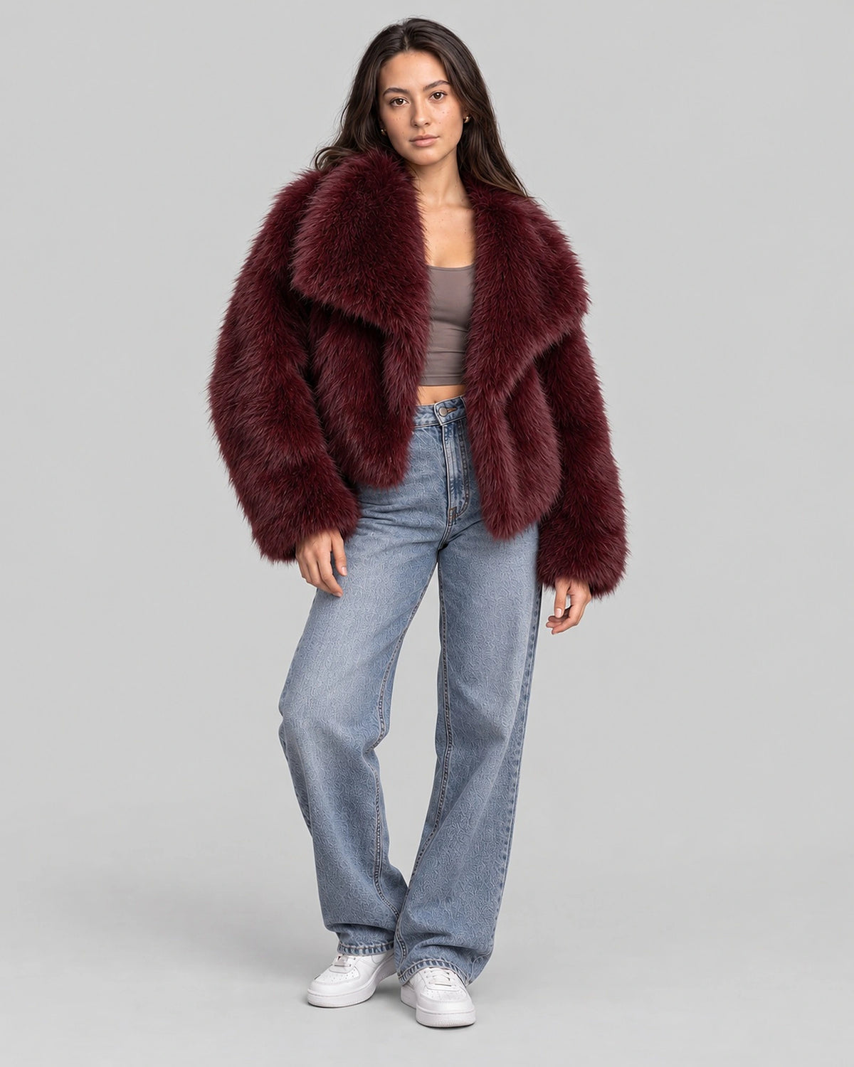 Women's Faux Fur Coat Jacket with Oversized Shawl Collar for Winter – Lorelei