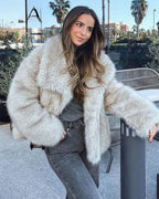 Women's Faux Fur Coat Jacket with Oversized Shawl Collar for Winter – Lorelei