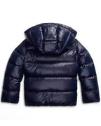 Women's Cropped Puffer Jacket with Hood, Glossy Finish and Side Pockets – Maya