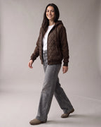 Women's Diamond Quilted Hooded Jacket with Fleece Lining in the Sleeves – Penelope