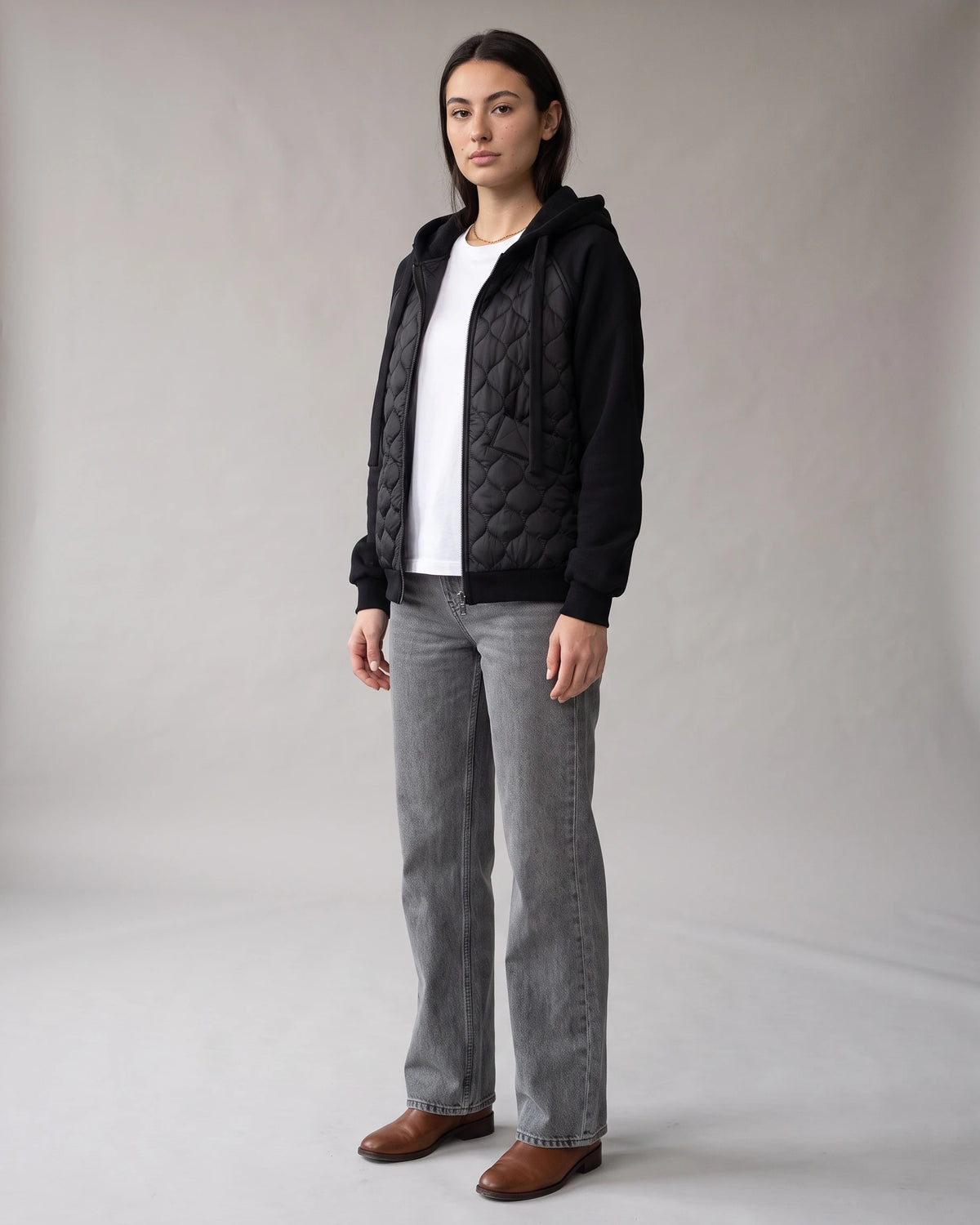 Women's Diamond Quilted Hooded Jacket with Fleece Lining in the Sleeves – Penelope